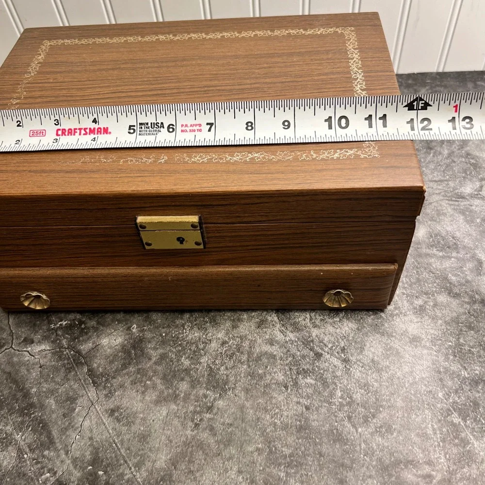 Vintage Brown Orange Jewelry Box Satin Lining | *SEE NOTE | 70s